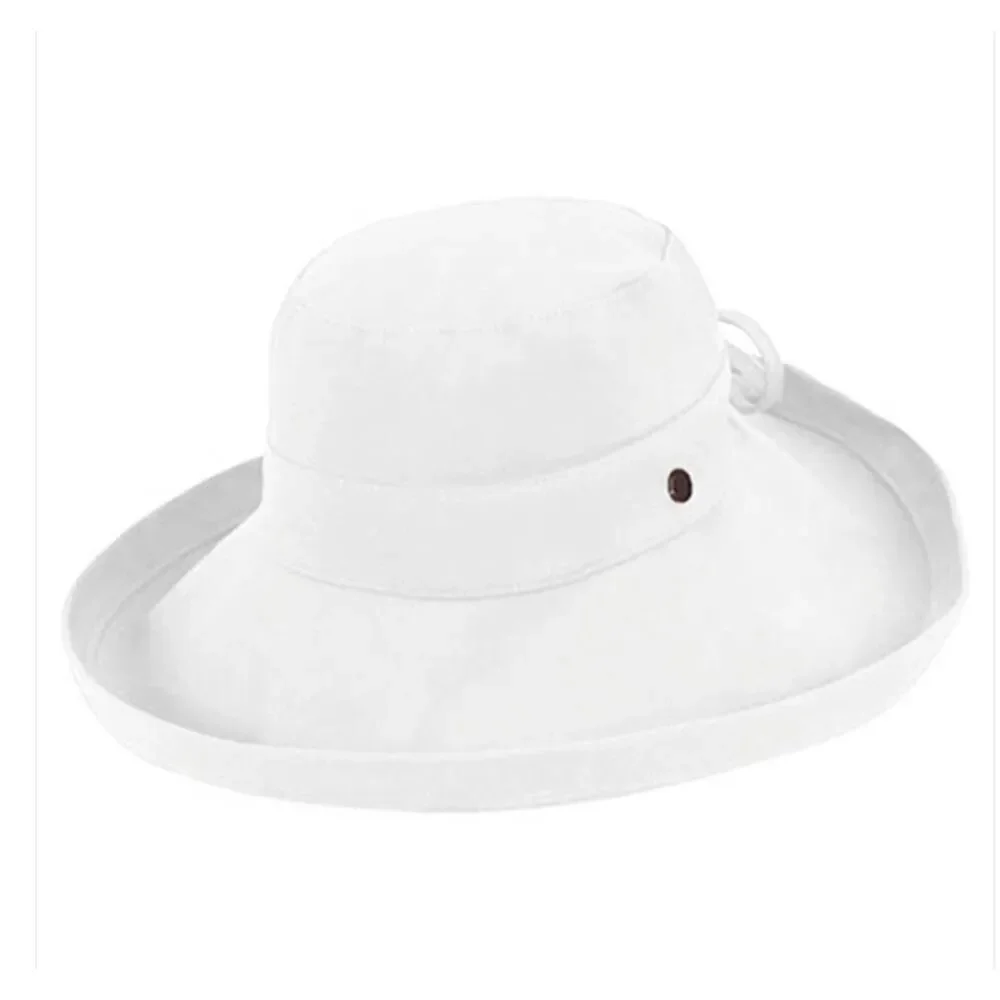 Wallaroo Sanitas White UPF 50+ Wide Brim Ponytail Sun Hat Medium 58cm New
